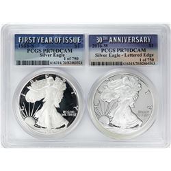 1986-S & 2016-W $1 Proof American Silver Eagle Coin Set PCGS PR70DCAM
