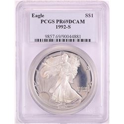 1992-S $1 Proof American Silver Eagle Coin PCGS PR69DCAM
