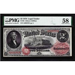 1878 $2 Legal Tender Note Fr.48 PMG Choice About Uncirculated 58