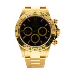 Men's Rolex 18KT Yellow Gold Daytona Wristwatch with Zenith Movement 16528