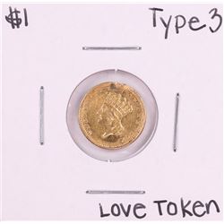 ND Type 3 $1 Indian Princess Head Gold Dollar Love Token Coin