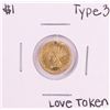 Image 1 : ND Type 3 $1 Indian Princess Head Gold Dollar Love Token Coin