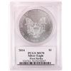 Image 2 : 2014 $1 American Silver Eagle Coin PCGS MS70 John Mercanti Signature First Strike