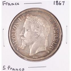 1867 France 5 Francs Silver Coin