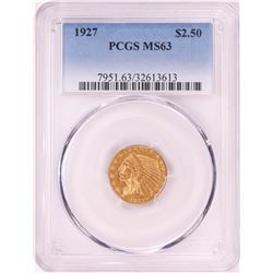 1927 $2 1/2 Indian Head Quarter Eagle Gold Coin PCGS MS63