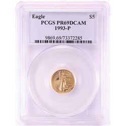 1993-P $5 Proof American Gold Eagle Coin PCGS PR69DCAM