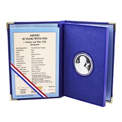 1988 Rarities Mint Disney "Mickey and Walt" 1oz. Fine Silver Round w/Box & COA
