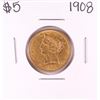 Image 1 : 1908 $5 Liberty Head Half Eagle Gold Coin