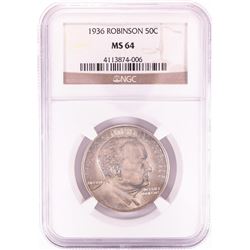 1936 Robinson Commemorative Half Dollar Coin NGC MS64