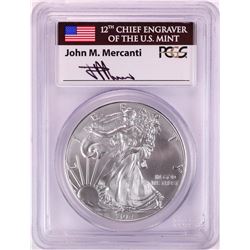2014 $1 American Silver Eagle Coin PCGS MS70 John Mercanti Signature