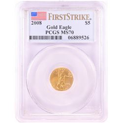 2008 $5 American Gold Eagle Coin PCGS MS70 First Strike