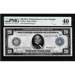 1914 $20 Federal Reserve Note Chicago Fr.991a PMG Extremely Fine 40