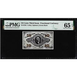 1863 Ten Cents Third Issue Fractional Currency Note Fr.1255 PMG Gem Uncirculated 65EPQ