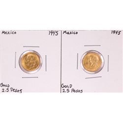 Lot of (2) 1945 Mexico 2.5 Pesos Gold Coins