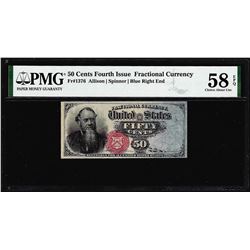 1863 50 Cents Fourth Issue Fractional Note Fr.1376 PMG Ch. About Uncirculated 58EPQ