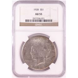 1928 $1 Peace Silver Dollar Coin NGC AU55