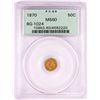 Image 1 : 1870 California Fractional 50 Cents Gold Coin PCGS MS60 Old Green Holder BG-1024