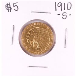 1910-S $5 Indian Head Half Eagle Gold Coin