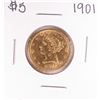 Image 1 : 1901 $5 Liberty Head Half Eagle Gold Coin