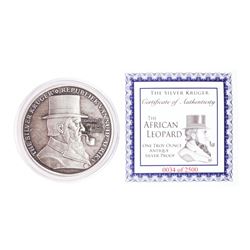 The Silver Kruger African Leopard 1 oz Antique Silver Proof Round w/COA