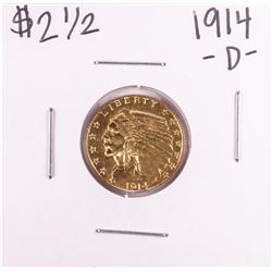 1914-D $2 1/2 Indian Head Quarter Eagle Gold Coin