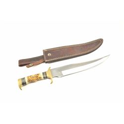 Chipaway Cuttlery marked bowie knife Wild West edition with 11” radical clipped point blade and 16