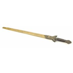 Authentic 18th to 19th century Chinese short sword (2) in 1 scabbard with raised and ornate brass