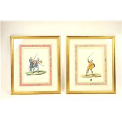 Lot of antique Italian prints of men in armor  with arms.  Expensively framed and matted to  match a