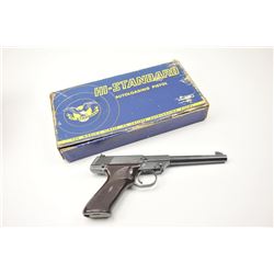 Hi-Standard Duramatic M-100 semi-automatic pistol, .22 Long Rifle caliber, Serial #466666. The pi