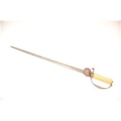 Revolutionary War era small hanger style sword with iron mounts and fluted bone grip. Shell guard.
