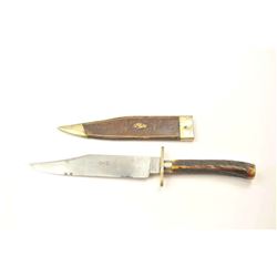 Clipped point Bowie knife marked, “James Westa, Lord St. Sheffield” with an “OK” trademark on the