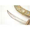 Image 7 : A beautiful Chinese Qing Dynasty Jade, Coral,  Turquoise and enamel mounted silver gilt  dagger. Mea
