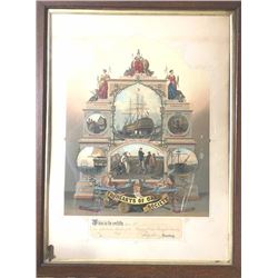 Original 19th century colored lithograph showing a British Naval scene from “Hearts of Oak Society