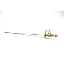 Classic Revolutionary War era British style hanger with 'Running Wolf' and S.H stamp on blade. Uns