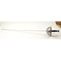 Cup Hilt Rapier circa 1590-1670 with a nicely pierced cup and large quillion measuring 12” across.