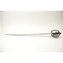 Authentic Scottish basket hilt sword with running wolf mark on the blade circa 18th to early 19th