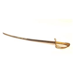 18th Century Cavalry style saber with cast brass hilt and lion head pommel similar to design by Po