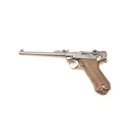 1918 dated DWM Artillery Luger semi-automatic pistol, 9mm caliber, Serial #4108. The pistol is in