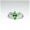 Image 1 : Lovely Contemporary Style Tsavorite Garnet  and Diamond Ring featuring a Marquise cut  Tsavorite wei