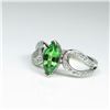 Image 2 : Lovely Contemporary Style Tsavorite Garnet  and Diamond Ring featuring a Marquise cut  Tsavorite wei