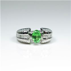 Gorgeous AAA Quality Extra Fine Tsavorite Garnet and Diamond Ring featuring an approx. 1.00 carat