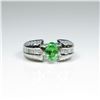 Image 1 : Gorgeous AAA Quality Extra Fine Tsavorite  Garnet and Diamond Ring featuring an approx.  1.00 carat 