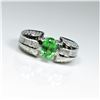 Image 2 : Gorgeous AAA Quality Extra Fine Tsavorite  Garnet and Diamond Ring featuring an approx.  1.00 carat 