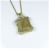 Image 3 : Incredible Huge Rutile Quartz, Tsavorite and  Diamond Pendant featuring an emerald cut  Rutile Quart