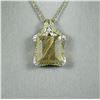 Image 5 : Incredible Huge Rutile Quartz, Tsavorite and  Diamond Pendant featuring an emerald cut  Rutile Quart