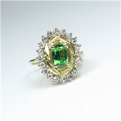 Gorgeous AAA Quality Extra Fine Tsavorite Garnet and Diamond Ring featuring an approx. 1.00 carat