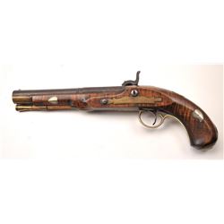 American Kentucky style pistol with a lock signed C. Robbins (converted from flintlock to percussi