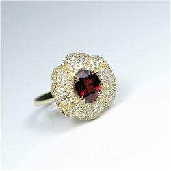 25. Stunningly Beautiful Extra Fine Spessartite Garnet and Diamond Ring featuring a rich red Garne