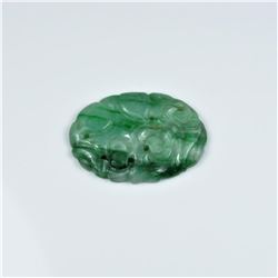 Wonderful Rare Carved Apple Green and White Jade Piece with G.I.A. Certified Vintage Natural Jade