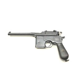 Mauser model 1896 Semi-Auto pistol in .30 caliber showing old re-blued finish, S/N 170131. No impo